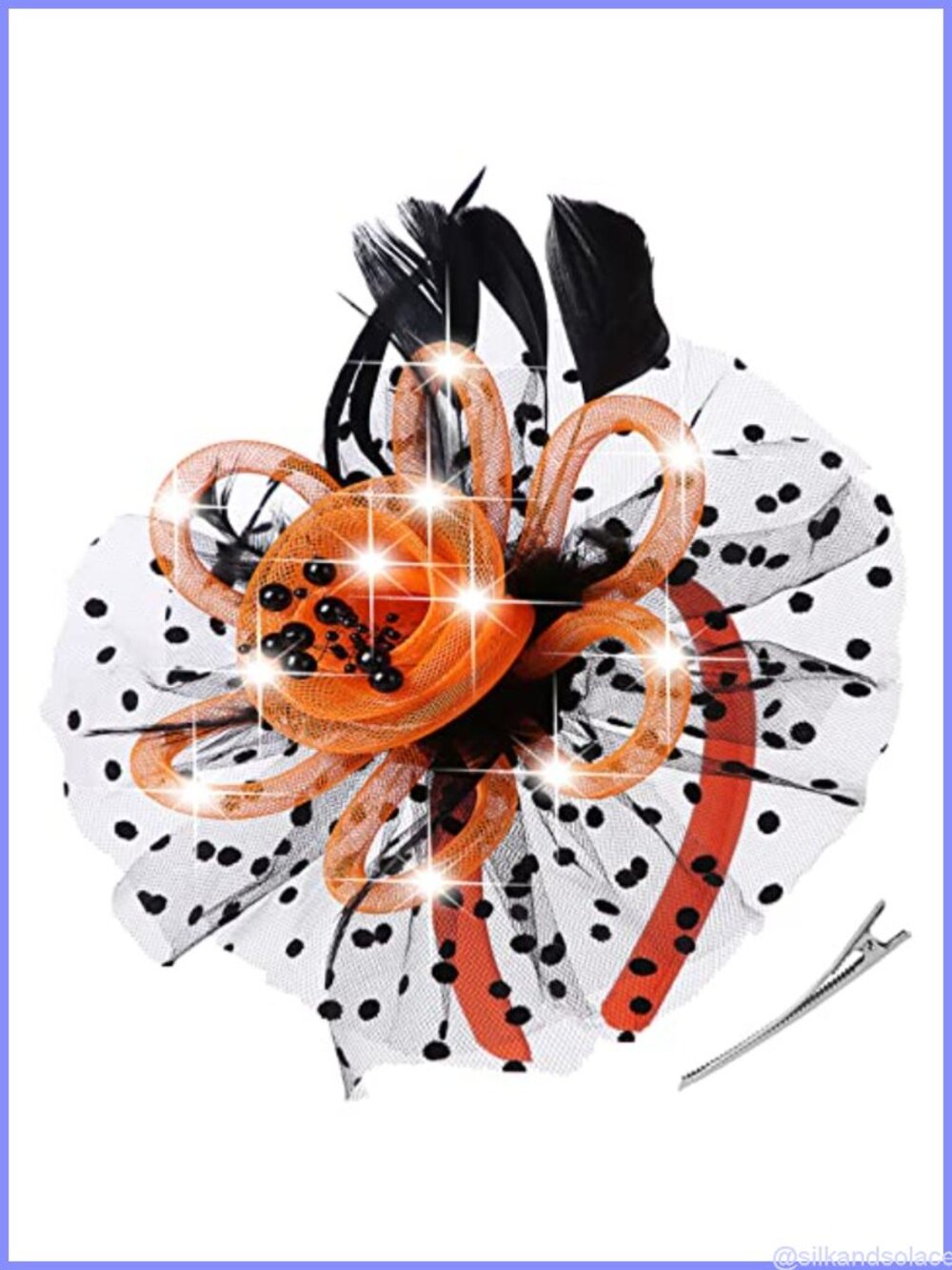 LED Light Up Fascinator Feather Mesh Headband Party Hair Accessory